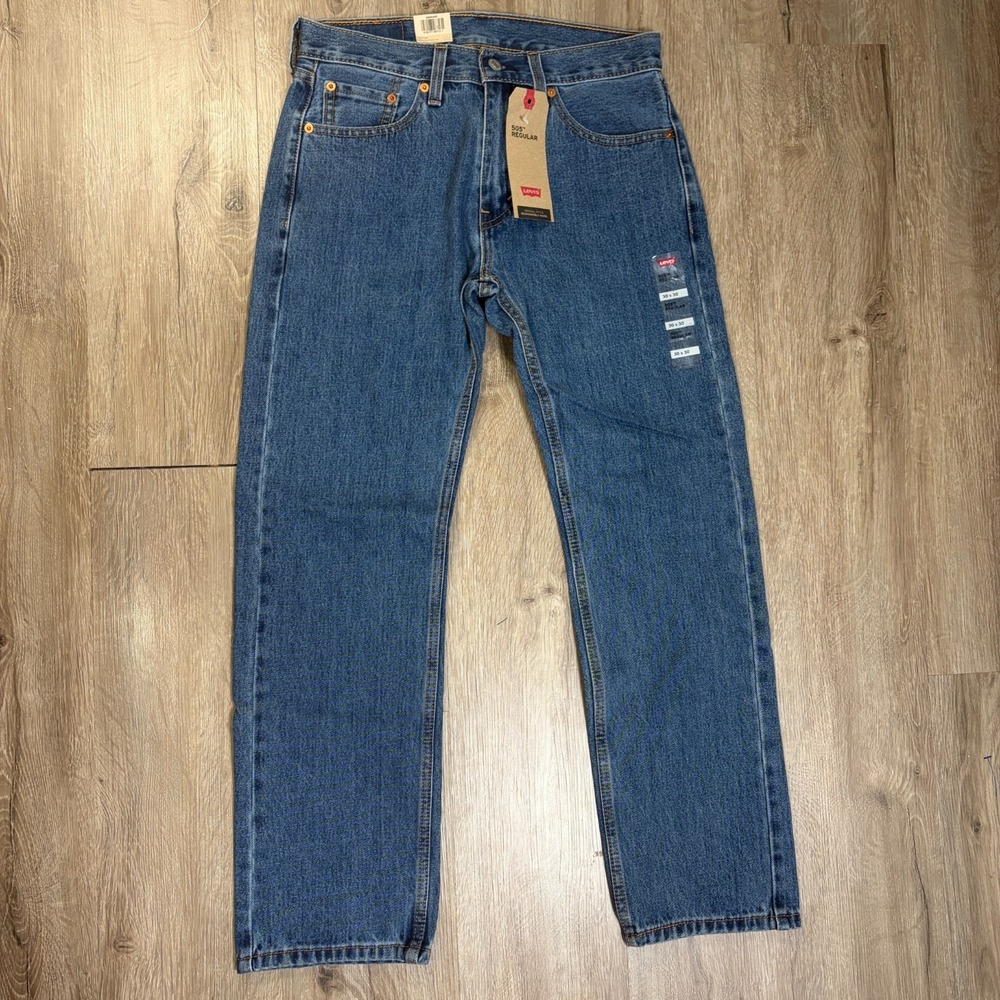 NWT Levis 505 30x30 Regular 100% Cotton Blue Denim Jeans